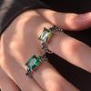 Винтажные изумрудные разноцветные квадратные кольца с цирконием для женщин, регулируемое кольцо с геометрическим рисунком, модные украшения для вечеринок