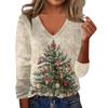 Women's Cute Sweatshirt Knitted Fashion Casual V-neck Long-sleeved Cozy Print Top