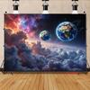 2D Cosmic Galaxy Sky Astronaut Space Theme Kids Birthday Photography Backdrop Decor