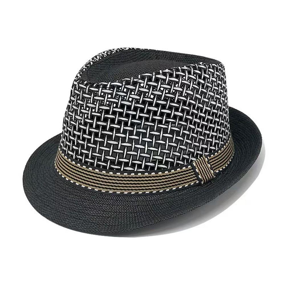 Short Brim Woven Straw Hat Breathable Vacation Beach Cap Sun Cap Men Panama Hat Summer