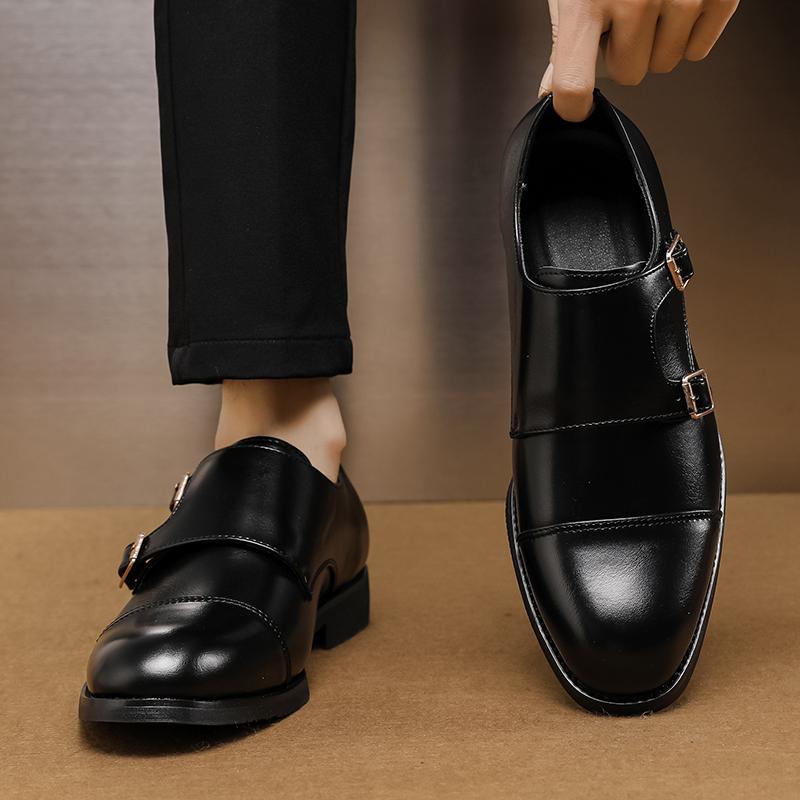Antiskid Monk Strap Shoes for Men All-match Mens Leather Loafers Classic Men Shoes for Wedding Luxury Brand Mens Slip On Shoes