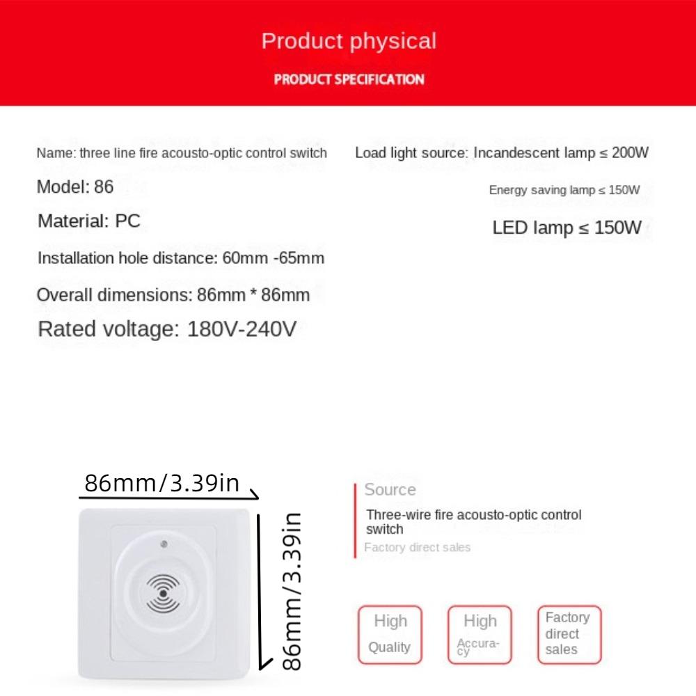 Dust Prevention Lighting Voice Control Switch Concealed Installation Durable Sound Voice Sensor Switch Universal Connection