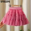 Girl's Midi Skirt Girl's Stylish Princess Mesh Skirt Versatile and Fluffy Inner Skirt