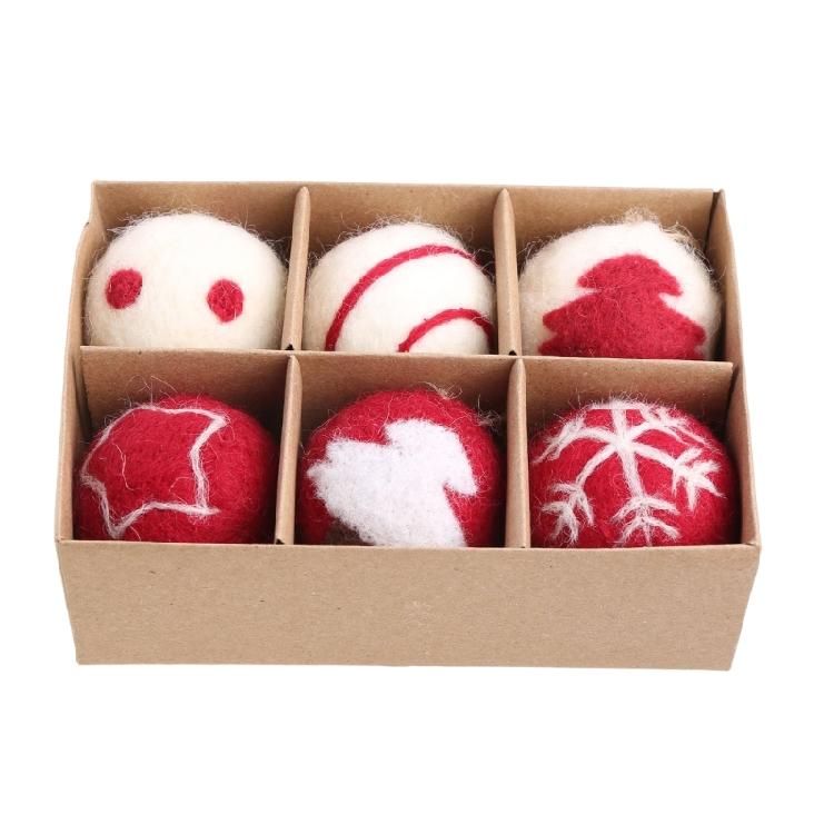 6pcs Felt Christmas Ball Pendant Star Tree Front Door Window Wall Decoration