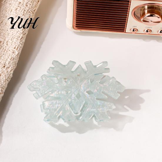 Christmas Hair Claw Clips Clip for Women, Acrylic Festive Accessories with Elk Santa Snowflake Cute Gift Girls Patterns, Non Slip Strong Hold Styling