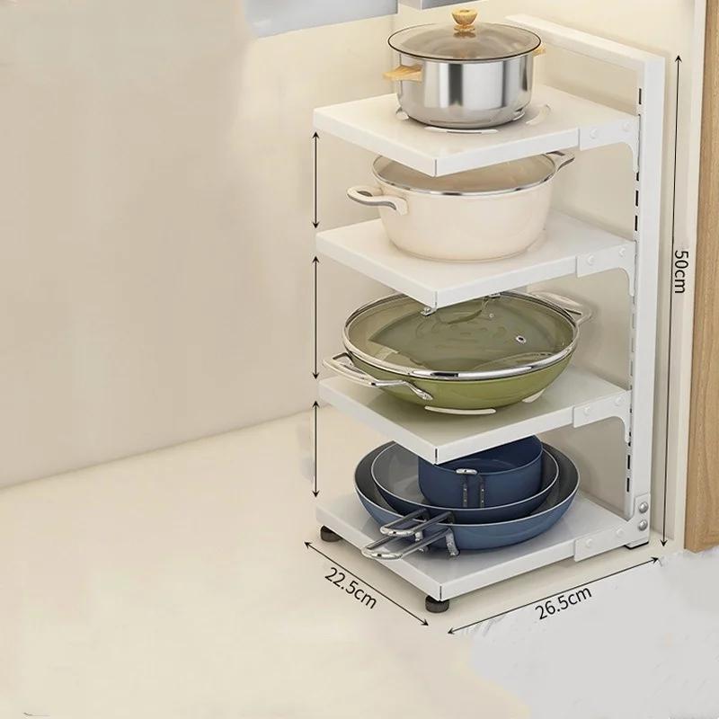 Кухонная стойка для хранения Регулируемая стойка для тарелок и кастрюль из углеродистой стали Свободная многоярусная защелкивающаяся напольная стойка для кастрюль Кухонное хранение