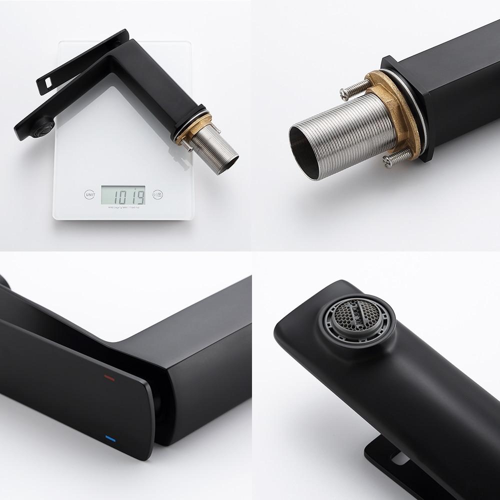 Черный квадратный смеситель для раковины в ванной комнате, смеситель для раковины с одной ручкой, смеситель для умывания, смеситель для раковины для ванной комнаты, унитаза, монтируемый на палубе