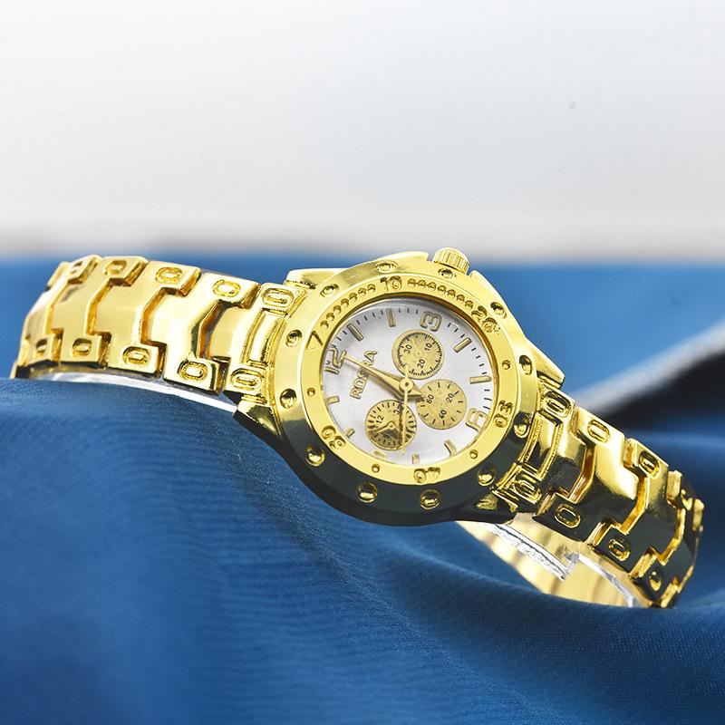 Мужские деловые часы Модные стальные ремешки Мужские и женские Роскошные Золотые Повседневные Парные часы Циферблат с тремя стрелками Наручные часы