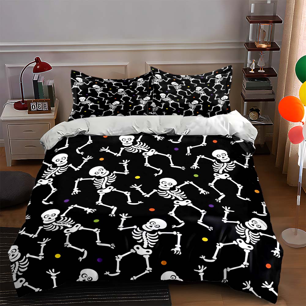 Dancing skeletons pattern Bedding Duvet cover sets Duvet covers Pillowcases gifts (1 * Duvet Cover 2 * Pillowcases, without duvet insert)