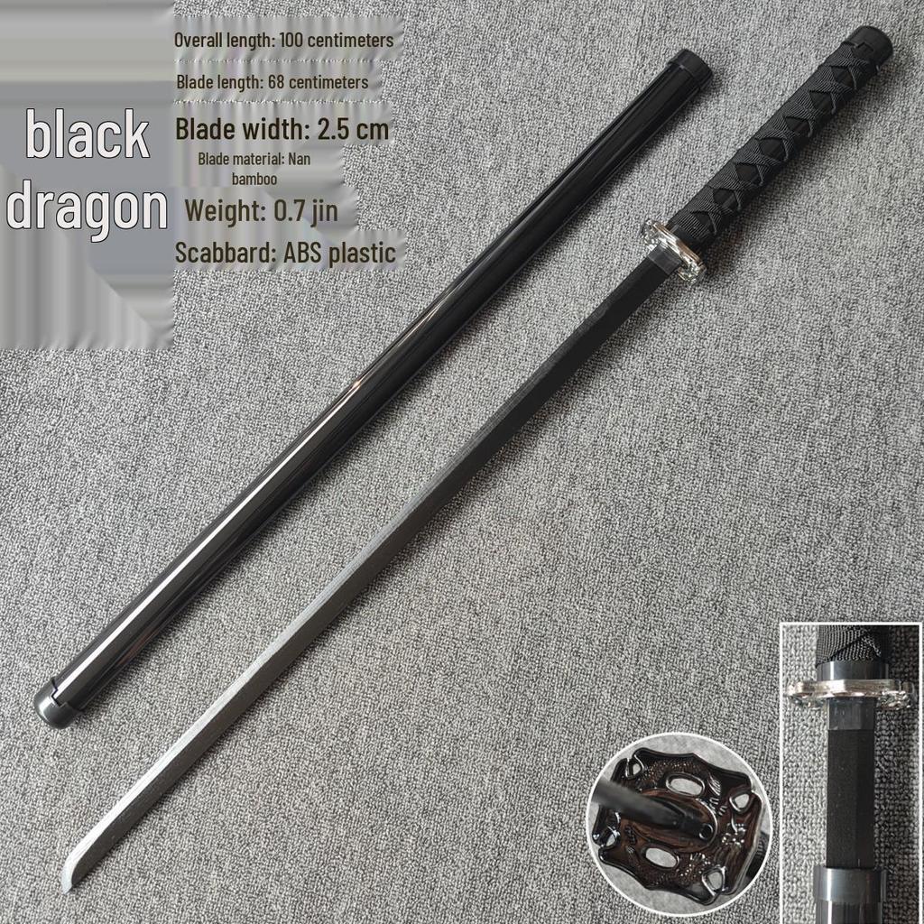 Bamboo & Wood Samurai Training Sword with Scabbard - Tang Horizontal Anime Blade