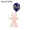 Enamel Balloon Rabbit Shape Brooches For Women Gold Color Cartoon Animal Brooch Hijab Pins