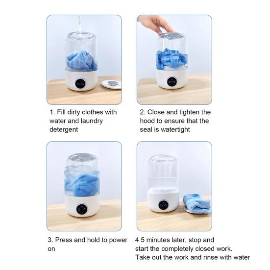 Стиральная машина для белья, простая в эксплуатации, компактная, портативная, перезаряжаемая, беспроводная, мини-стиральная машина