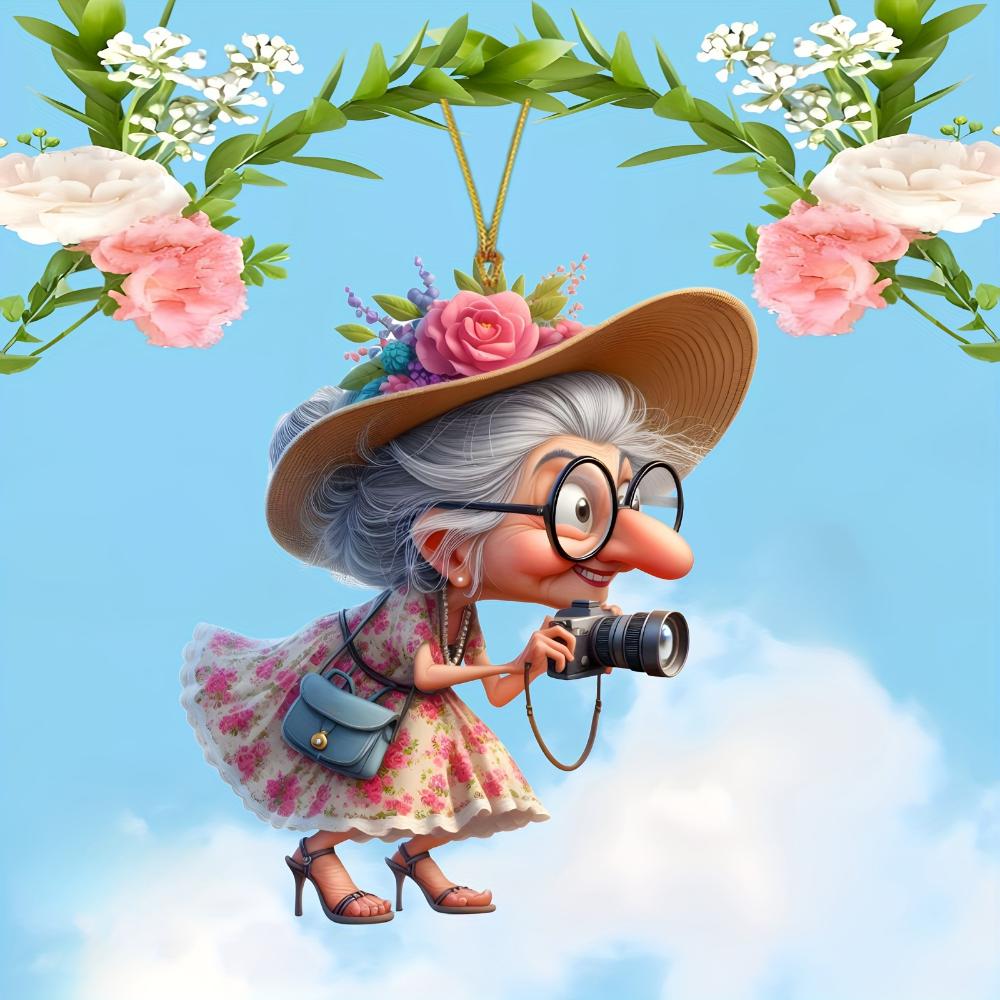 Charming Grandma Collection: 2D Acrylic Flat Photo Pendant - Multipurpose Pendant for Home Decoration Car Pendant Backpack Pendant Keychain