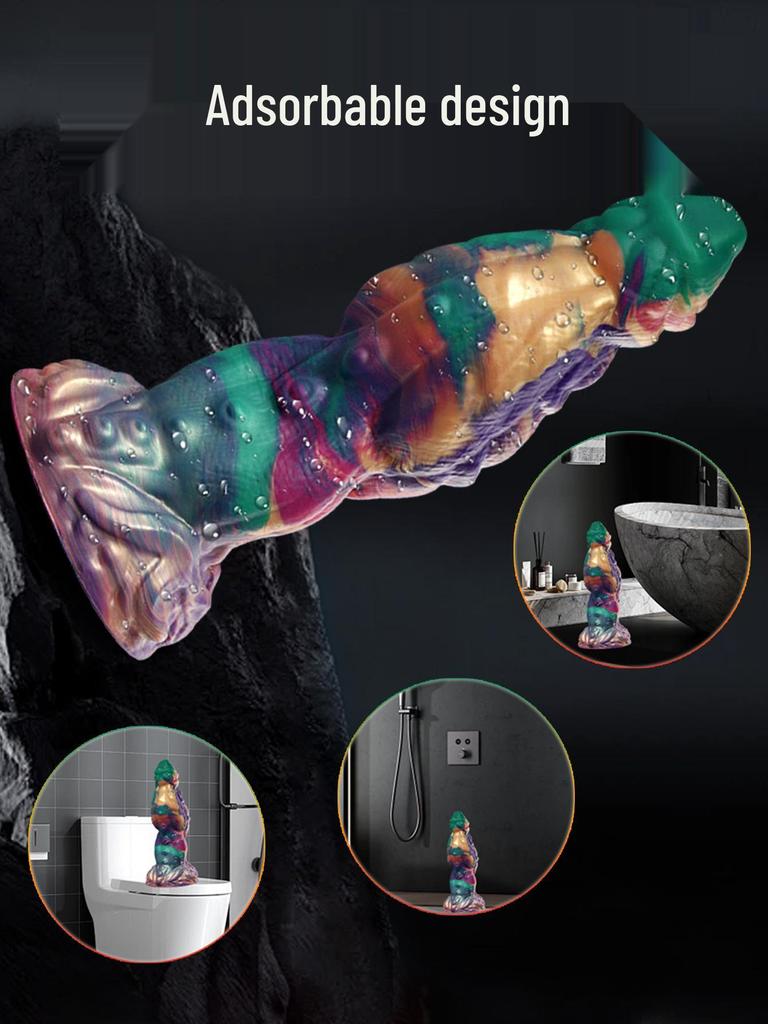 Очень толстый силиконовый зеленый гигантский дилдо и анальная пробка для всех полов