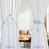 Magnetic Curtain Tiebacks,Crystal Beads Rope Drapery Holdbacks Holder for Small,Thin or Sheer Window Draperies,15 Inch Long,2 Pack (Flower)