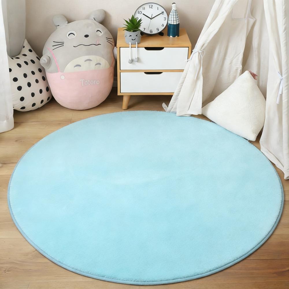 Soft Round Coral Velvet Rug Non Slip Floor Mat for Living Room Bedroom Nursery Cute Home Decor