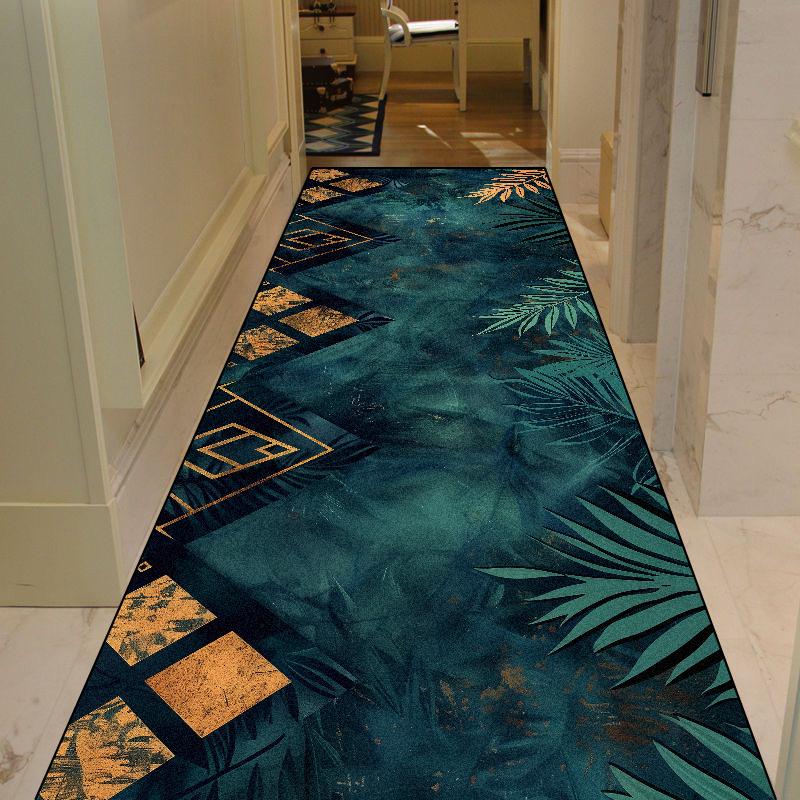 Green Plant Pattern Long Corridor Carpet Living Room Light Luxury Rug Home Hall Runner Carpet Non-slip Doorway Hallway Floor Mat