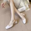 One-word Belt High-heeled Sandals Thick-heeled Party Dance Wedding Shoes