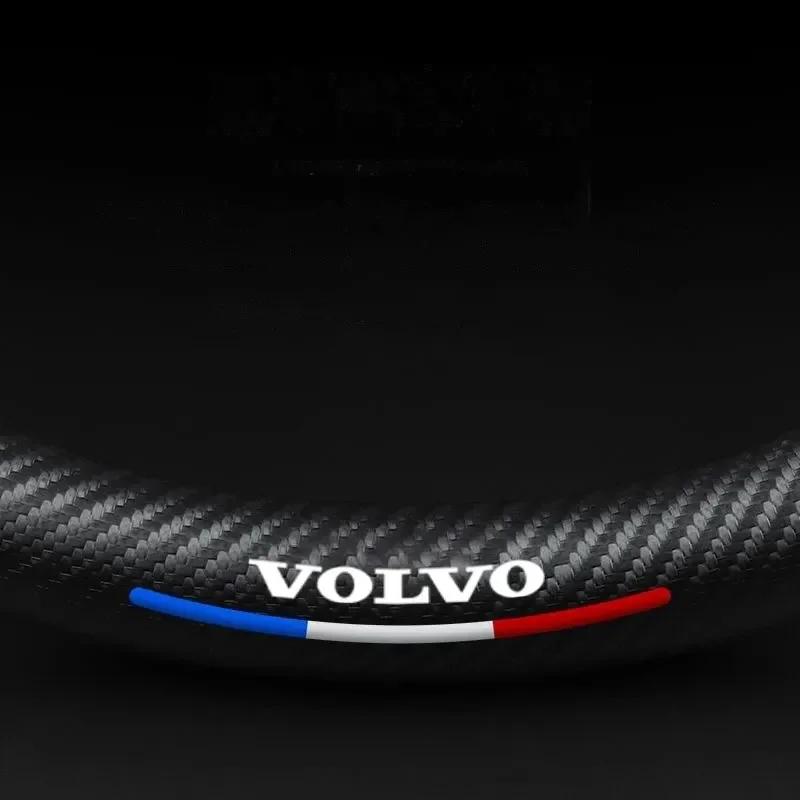 Steering Covers Car Steering Wheel Cover Napa Leather Carbon Fiber Anti-slip Covers for Volvo RDESIGN S60 S90 XC40 XC60 XC90 AWD VB0