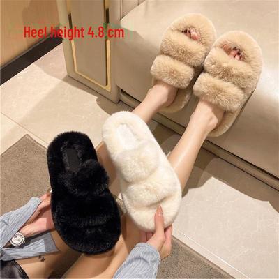 Большие женские тапочки Cross-Fur — толстые, с плоской подошвой, теплые и стильные для весны, осени и зимы