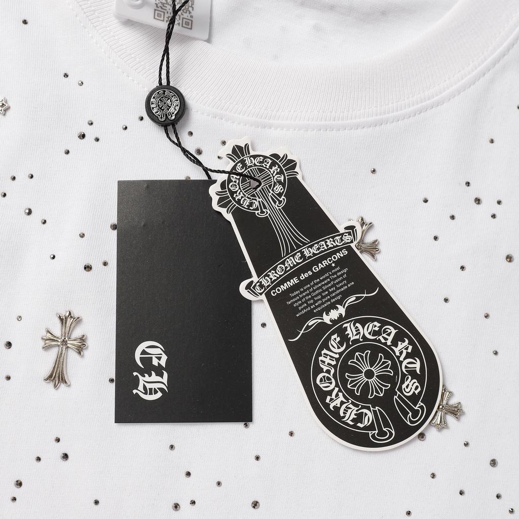 9992 CHROME HEARTS 2025 Лето Новая Высококачественная Хлопковая Круглая Горловина Свободная Футболка Большого Размера Для Мужчин и Женщин Парная Футболка