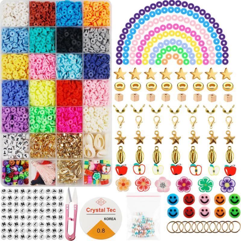 4394 шт./кор. 6 мм, набор бусин из полимерной глины, цвет радуги, цвет глины, плоские чипсы, набор для изготовления браслетов, DIY Boho, ювелирные материалы, комплект аксессуаров