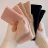 Soft Winter Half Finger Gloves Women Warm Luxury Solid White Plush Knitted Fingerless Gloves Wrist Mittens Writting White Black