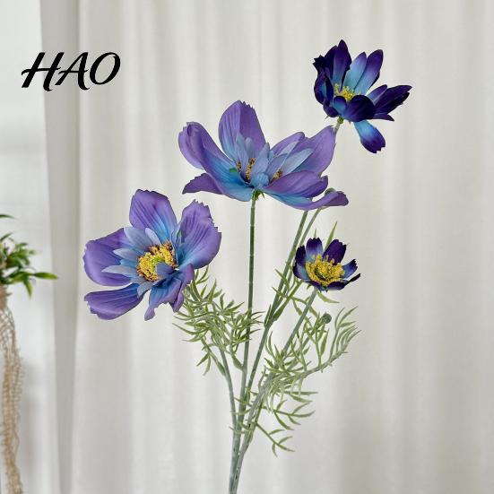 Realistic Cosmos Stems for DIY Projects 33" Tall Artificial Flowers Vases, Fake Silk Daisy Floral Branches with Versatile Plants Soft Furnishings