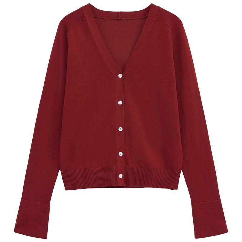 Zaprha 2025 Лето Новый Однобортный Многопуговичный Декор Длинный рукав V-образный вырез Тонкая Вязаная спицами кардиган Верхняя одежда 9598088