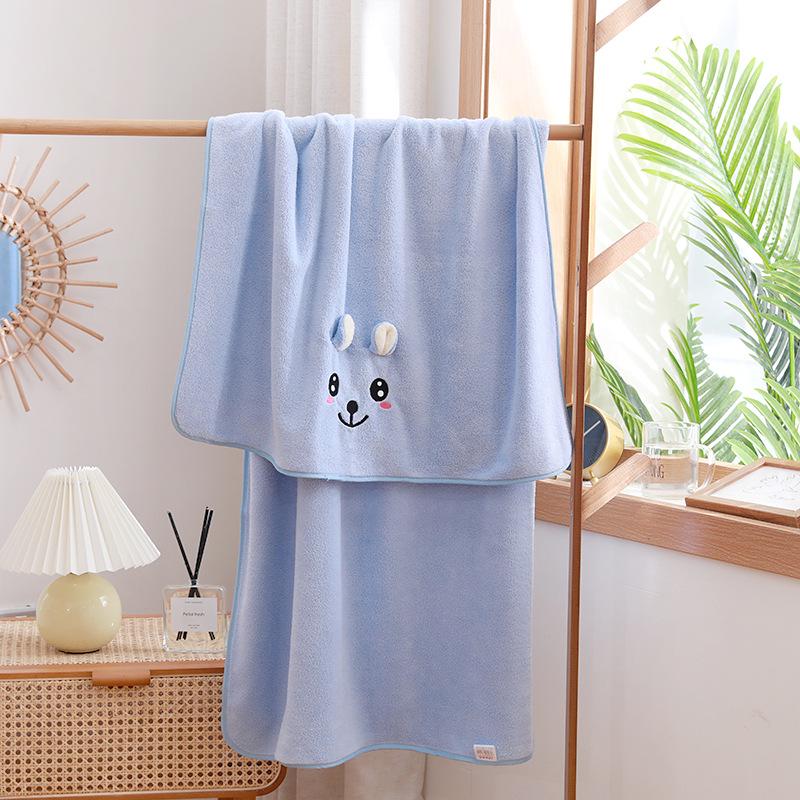 Быстросохнущее полотенце для купания с милым мультяшным принтом для младенцев - мягкое, впитывающее, толстое, коралловый флис
