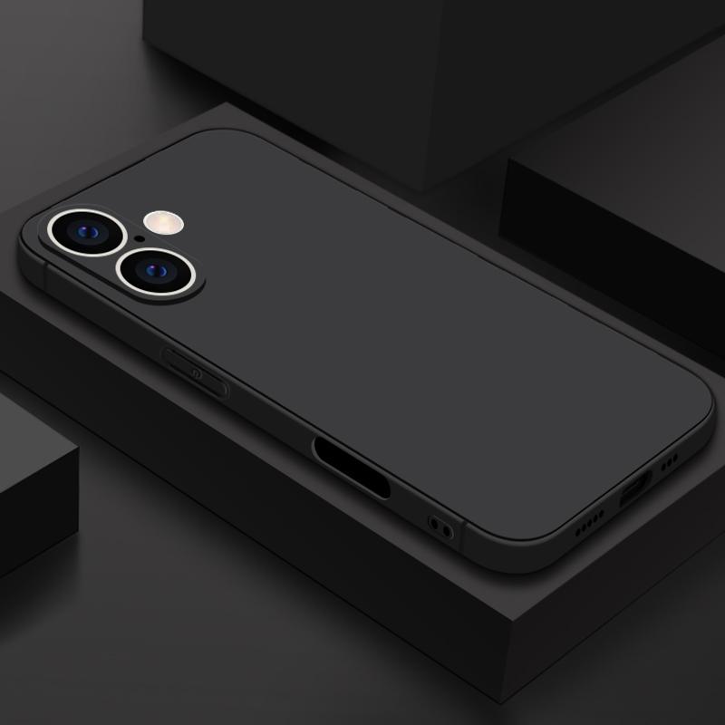 Liquid Silicone Shockproof Matte Case For iPhone 16E 16 Pro Max 15 Plus 14 Pro 13 12 11 Pure Color Slim Soft Anti-Fall Phone Cover