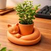 3D Printed Cat Sleeping Flowerpot Plastic Animal Shaped Planter Cat-Shaped Planter Pot  Desktop