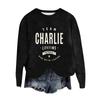 Women's Fashion Round Neck Pullover Top Long Sleeve Tee Printed Sweatshirt