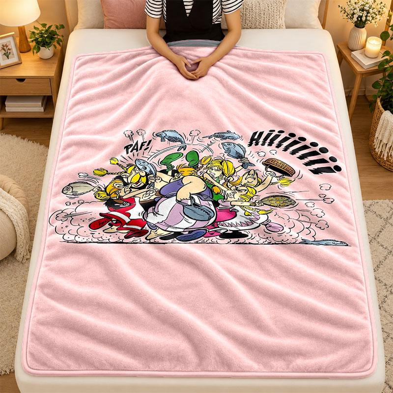 Flannel BlanketAsterix & Obelix Warm Soft Throw Blanket for Indoor Sofa Bed Living Room Use