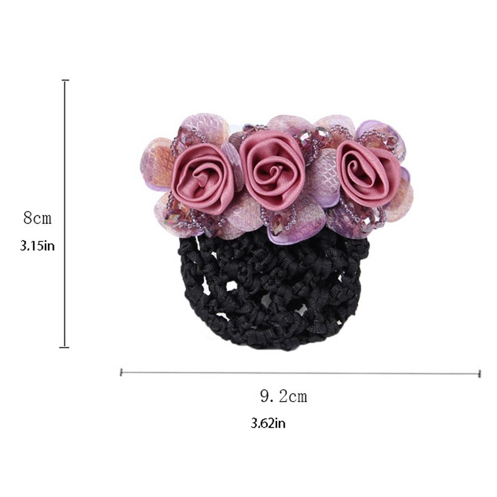 Beaded Mesh Floral For Nurses Crochet Hair Clip Spring Clip Women Bun Net Crystal Hairnet Cover Zircon Flower Bun Snood