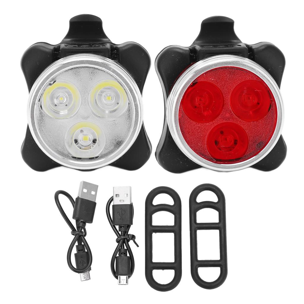 2 Pcs Mountain Bike Headlight and Tail Light Waterproof Lightweight Full Enclosure Design Cycling Warning Equipment