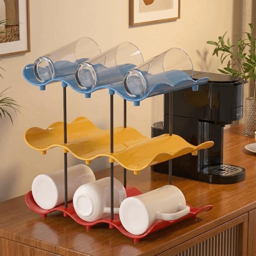 Large Capacity Wavy Multi-layer Finishing Rack Anti-Fall Water Cup Holder Cup Storage Rack Office