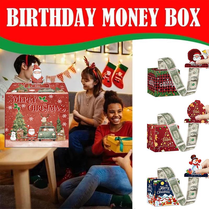 Christmas Christmas Gift Cute Gift Wrap Surprise Money Pull-Out Gift Box Party Favors DIY Xmas Atmosphere 12x12cm