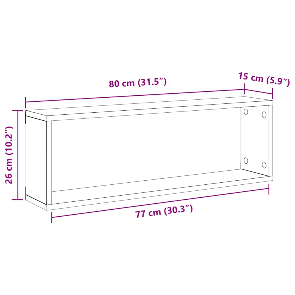 Cube Shelves Set 4 pcs White 80 x 15 x 26.5 cm Engineered Wood