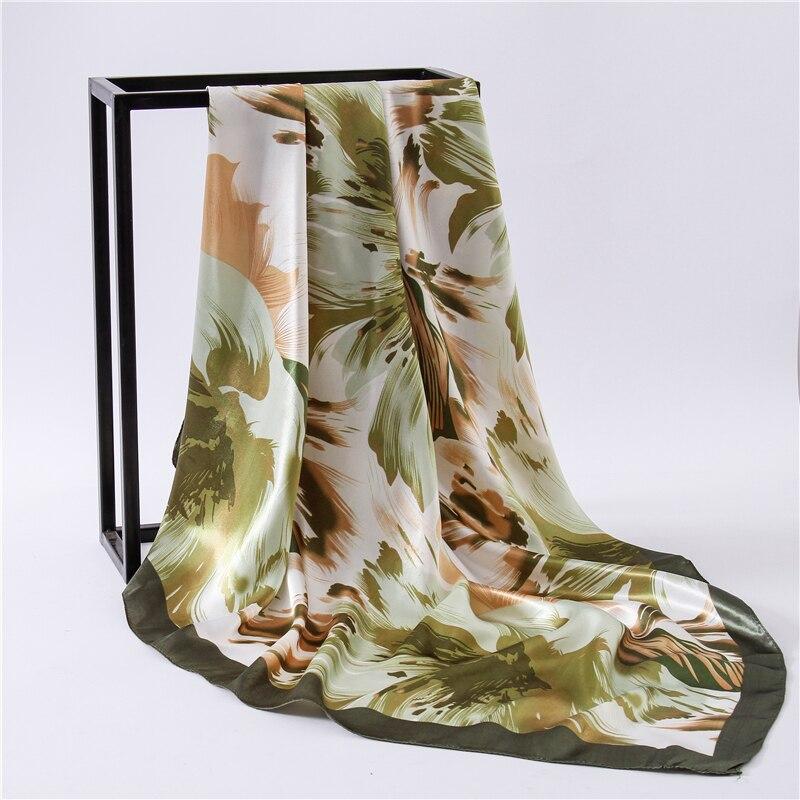 Новый шелковый шарф с принтом, большой хиджаб, модный женский квадратный шарф, повязка на голову для женщин, бандана, женский головной платок, новинка лета