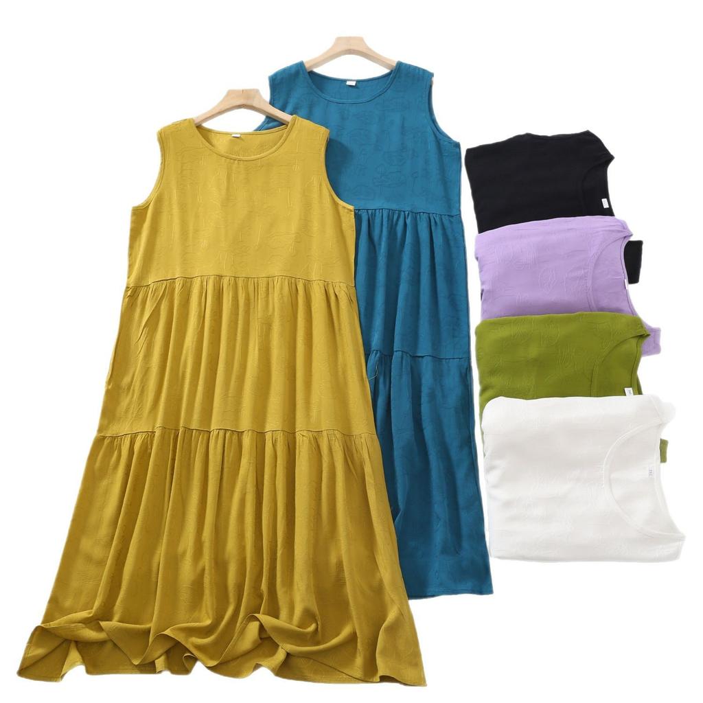 Жаккардовый ремесленный хлопок шелк повседневные женские платья-майки платья платья с тонким дном платья из хлопка вискоза длинные платья-торты пляжные платья