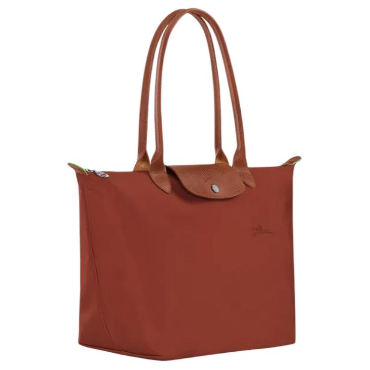 Longchamp Серия Le Pliage Серебристая металлическая молния Застежка-кнопка Холст из переработанного полиамида С кожаной сумкой-пельмешкой Сумка-тоут Сумка через плечо 1899919404