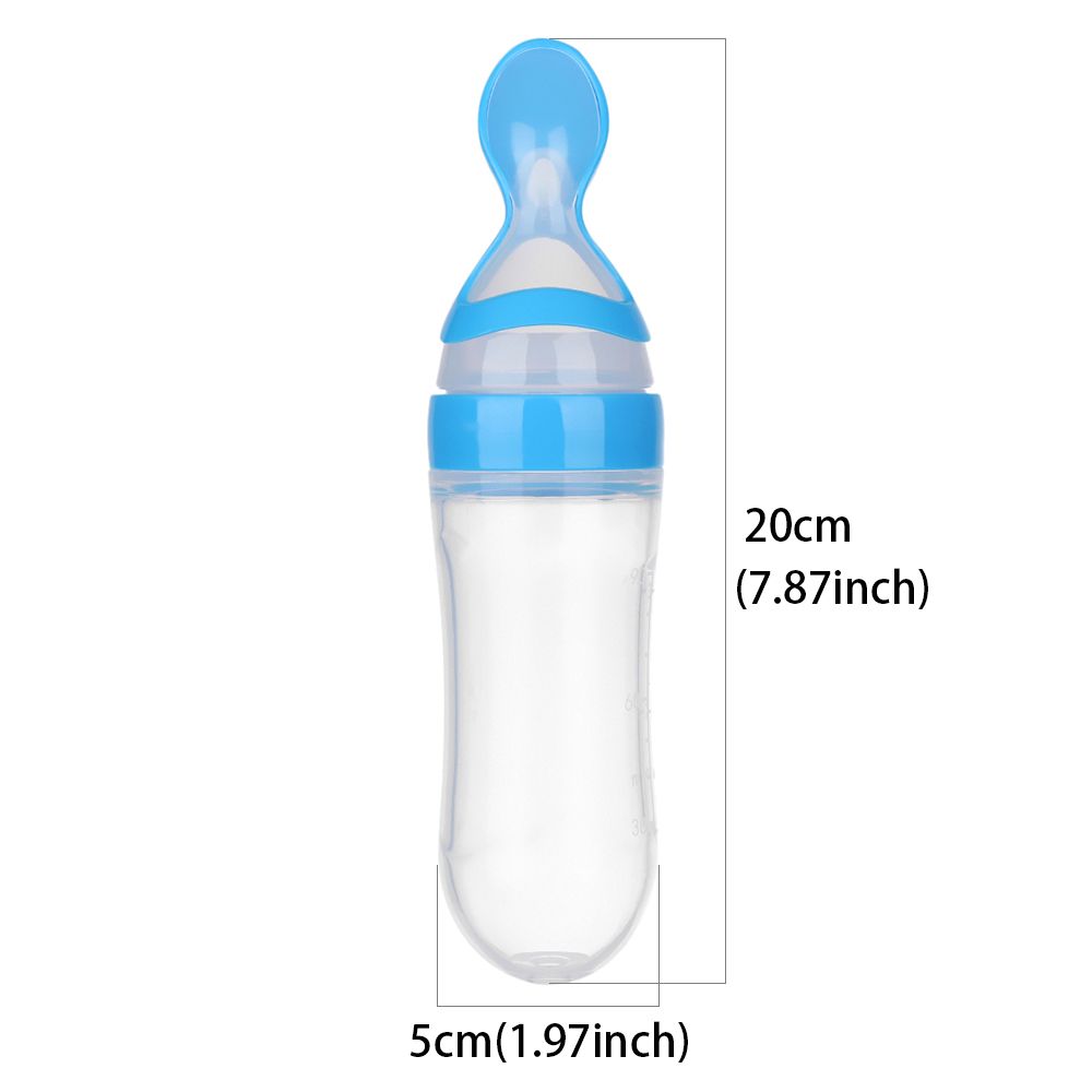 New Fashion Squeeze Silicone Feeding Bottle Food Rice Feeder Milk Bottle With Spoon
