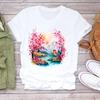 (Asian Size) Women Tee Sweet Flower Style 90s Top Clothing Casual  Short Sleeve T Shirt Fashion Print Lady Female Graphic T-shirts