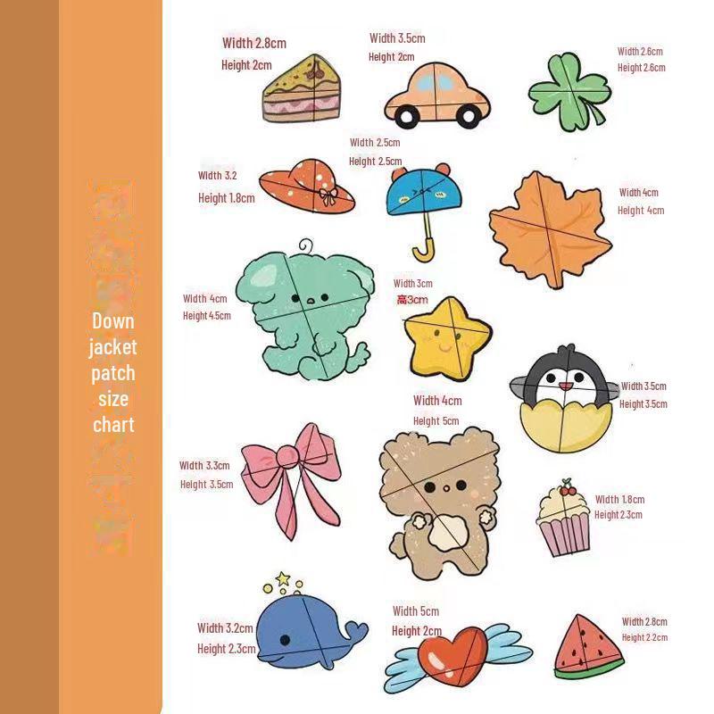 Cartoon Waterproof Self-Adhesive Patch Stickers: Colorful, No-Sew, Iron-Free Seamless Repair for Jackets.