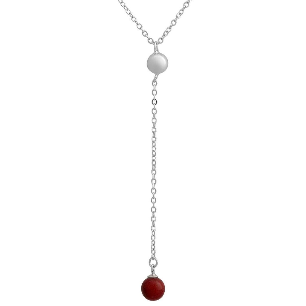 Серебряное колье с кораллом, вес изделия 3,03 гр (2145653)