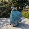 Simulated Flower Fairy Figurine, Resin Sculpture with Embossed Lace Texture, Ornament for Outdoor Indoor Garden Decor Elegant Gift
