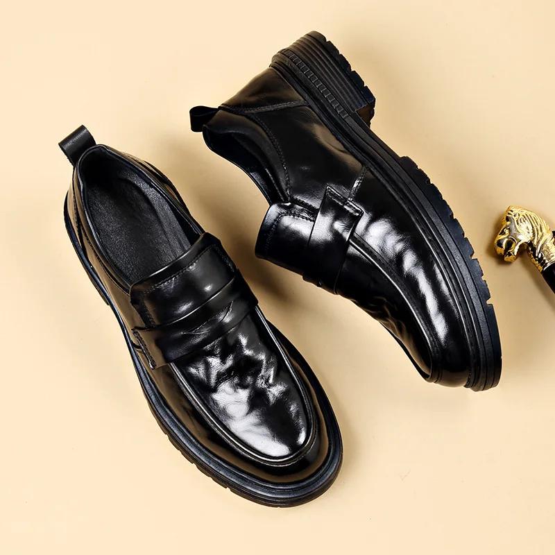 Модные британские деловые мужские новые лоферы весна-осень нескользящие дышащие мужские туфли новые дизайнерские модные повседневные туфли из коровьей кожи для мужчин