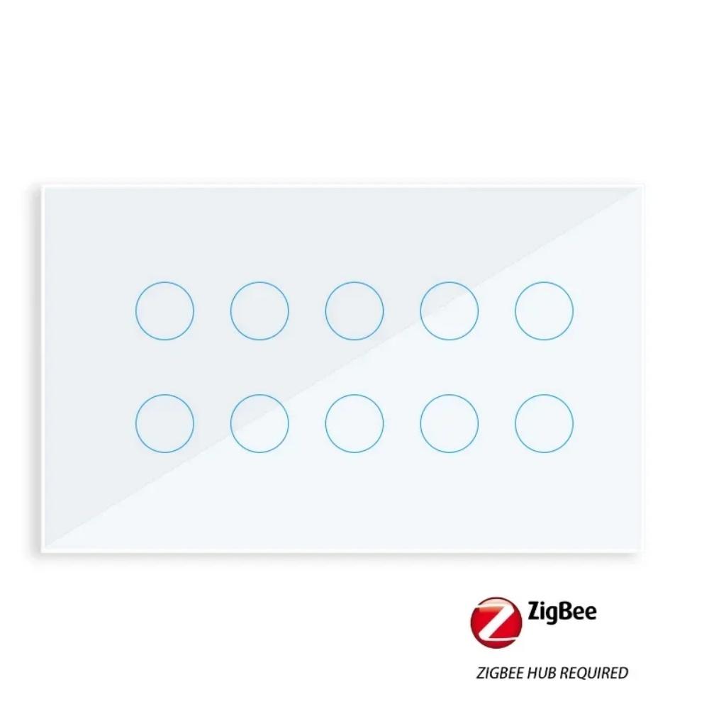 Melery Zigbee Smart Light Switch настенный сенсорный 8/10Gang стеклянная панель с Alexa Google Home (Концентратор, необходимый для повторителя сигнала)