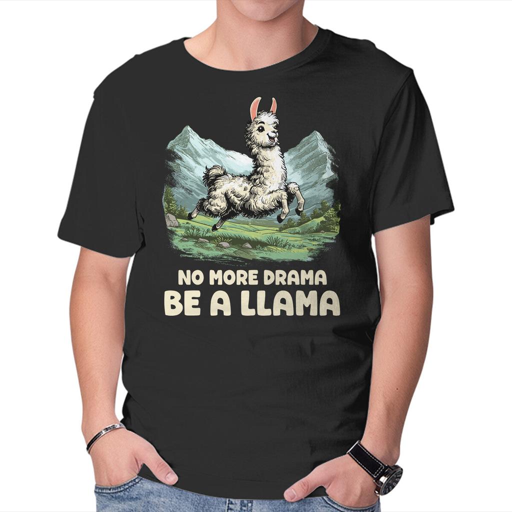 Unisex Crew Neck T-Shirt Drama Llama Graphic Short Sleeve Casual Tee